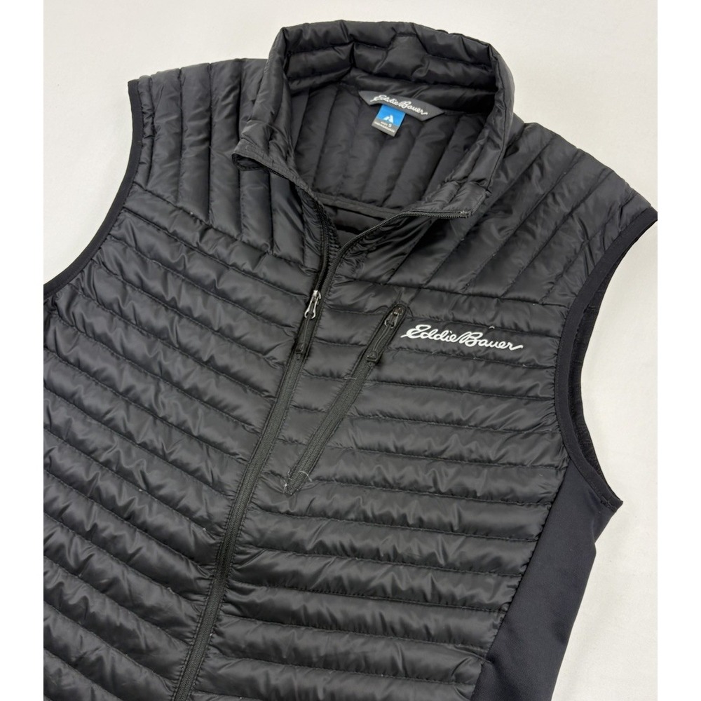 Eddie Bauer First Ascent EB800 Black Down Puffer Vest Hybrid Jacket. Men's Small